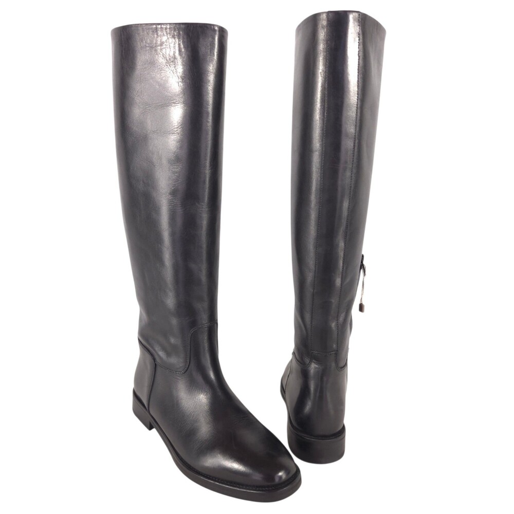Eleventy Black Leather Knee-High Riding Boots US 10 EU 40 Womens $995